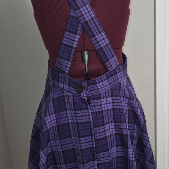 Purple Plaid Overalls Dress - Picture 2 of 2